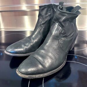 Paul Green Women’s Black Leather Western-inspired Ventura Bootie Boots Size 10